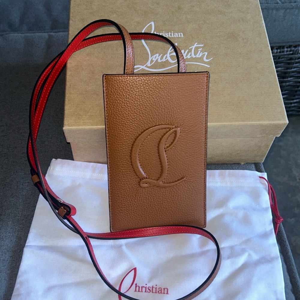 NWOT- Christian Louboutin "By My Side" leather phone pouch